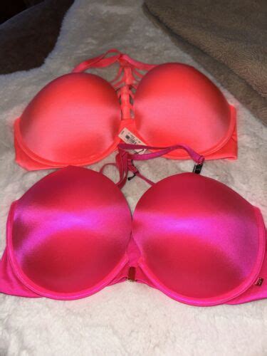 2 Victoria S Secret Very Sexy Push Up Bras Size 36 DD Racerback Hot