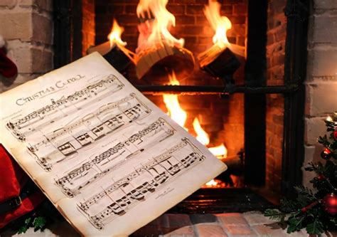 Premium Photo | Christmas Carol Sheet Music With A Fireplace In The ...