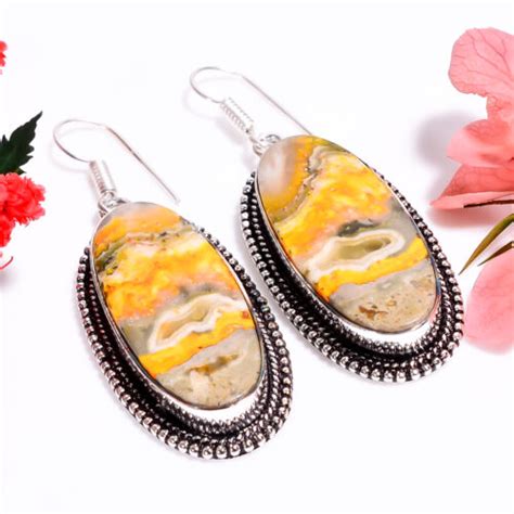 Bourdon Jasper Pierre Précieuse Handmade Jewelry 925 Argenté Oreilles 2