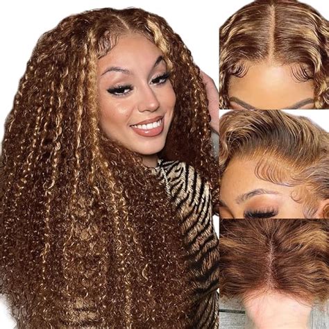 Amazon KEUET 20Inch Highlight Deep Wave Lace Front Wigs Human