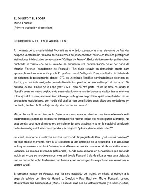 PDF Sujeto Y Poder En Foucault PDFSLIDE NET