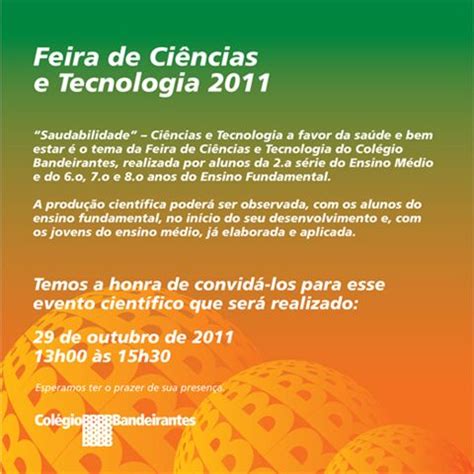 Convite Para A Feira De Ci Ncias E Tecnologia Col Gio Bandeirantes