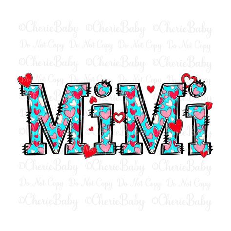 Mimi Sublimation Design Printable Png Digital Download Hearts & Doodle ...