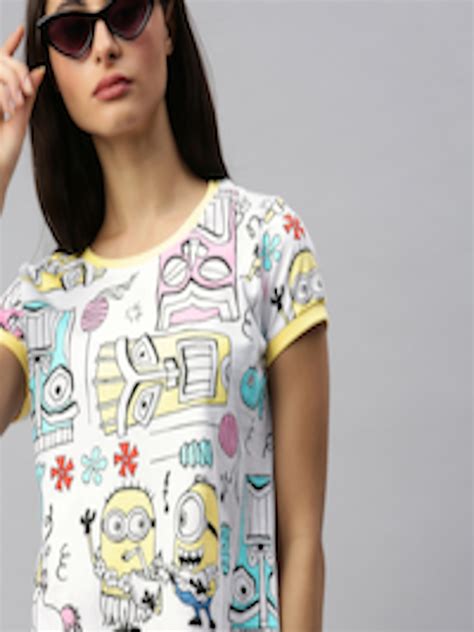 Buy Minions By Kook N Keech Women White Printed Round Neck Pure Cotton T Shirt Tshirts For