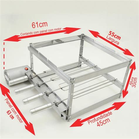 Kit Grill Inox Gira Espetos Girat Rio P Pr Moldada Cm