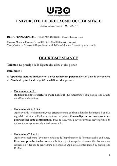 002 DPG Seance 2 ENONCE TD UNIVERSITE DE BRETAGNE OCCIDENTALE Année