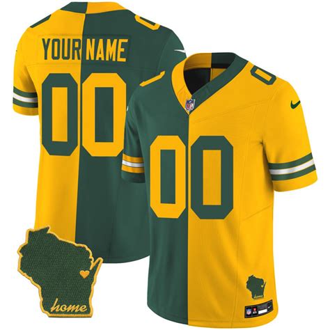 Green Bay Packers Custom Split Jersey - All Stitched - NEBGIFT