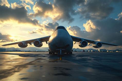 Premium Photo Cargo Airplane On Tarmac At Sunset