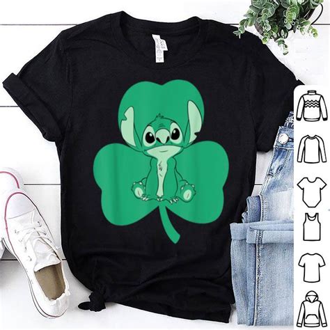 Premium Disney Lilo And Stitch Green Shamrock St Patrick S Day Shirt Hoodie Sweater