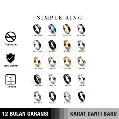 Jual Emrys Simple Ring Real Titanium Anti Karat Cincin Nikah Titanium