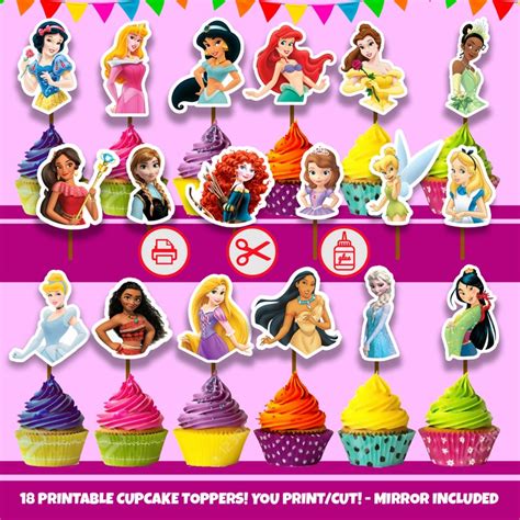 Disney Princess Cake Topper Disney Princesses Printable Cake Etsy