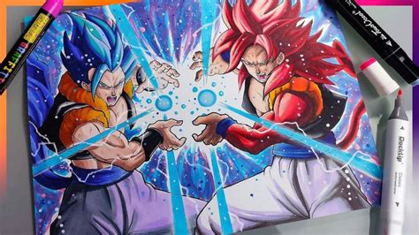 Dibujando A GOGETA SSJ4 Y GOGETA SSJ AZUL Drawing Gogeta Ssj4