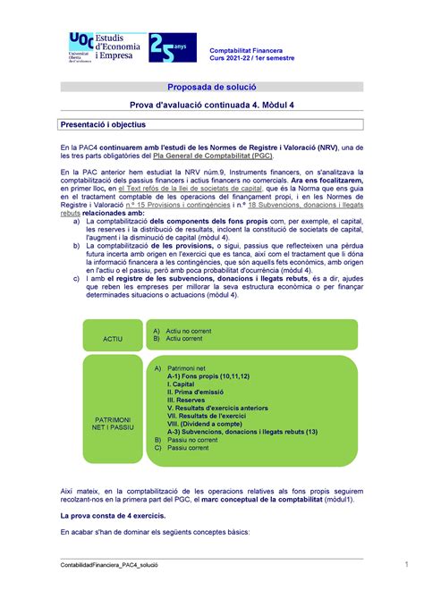 Comptabilitat Financera Pac Soluci Comptabilitat