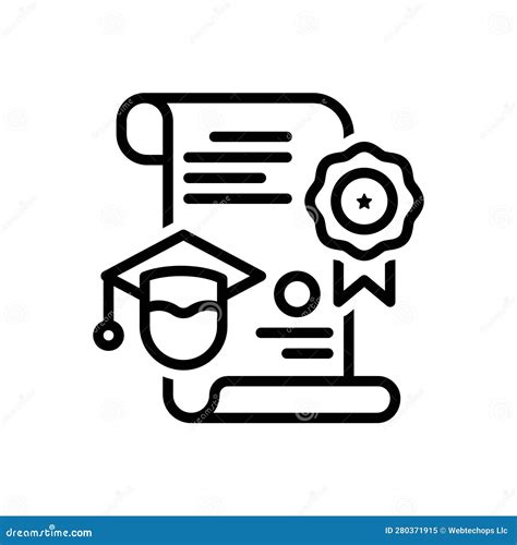 Black Line Icon For Qualifications Merit And Degree Stock Vector