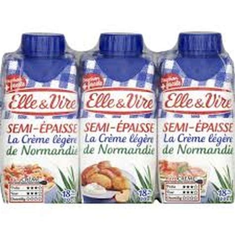 Crème fraiche semi épaisse légère 18 MG Elle Vire 3 x 20 cl Bam