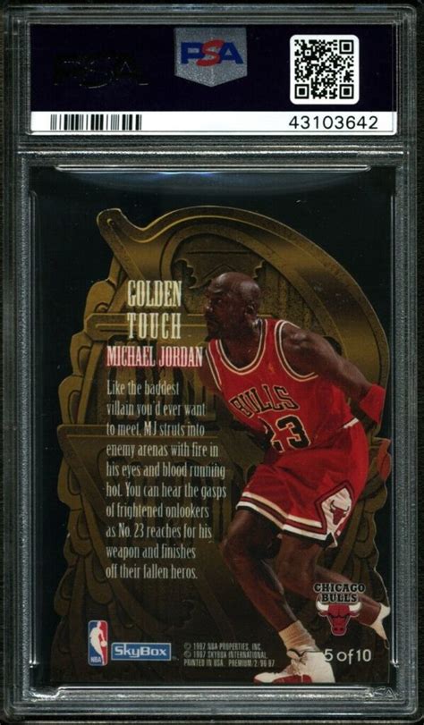 1996 97 SKYBOX PREMIUM GOLDEN TOUCH MICHAEL JORDAN 4 PSA 9 MINT MJ