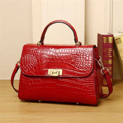 Luxury Crocodile Pattern Real Leather Tote Bag Lh Colors