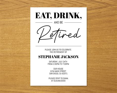 Simple Retirement Party Invitation Template Minimal Retirement Celebration Invitation Modern