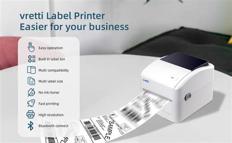 Vretti Bluetooth Thermal Label Printer Wireless Shipping Label Printer