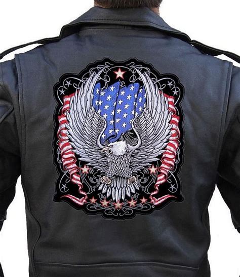 Patriotic American Flag Bald Eagle Embroidered Biker Patch Quality