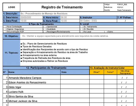 Registro De Treinamento Iso Planilha Pix Chave Cicloqualidade Gmail