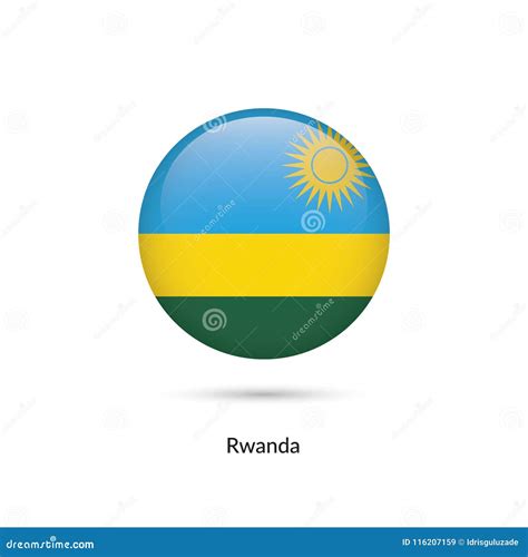 Rwanda Flag Round Glossy Button Stock Vector Illustration Of