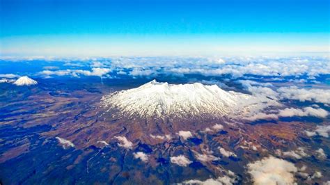 The Volcanos of Mount Ruapehu and Mt Taranaki Seen from the Air Stock ...