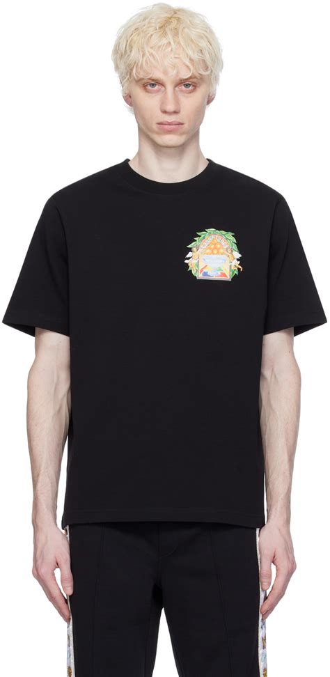 SSENSE Exclusive Black Triomphe D Orange T Shirt By Casablanca On Sale