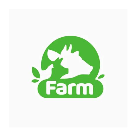 Farm Simple Logo Farm Animal Sign Green Logotype Animal Husbandry Stock