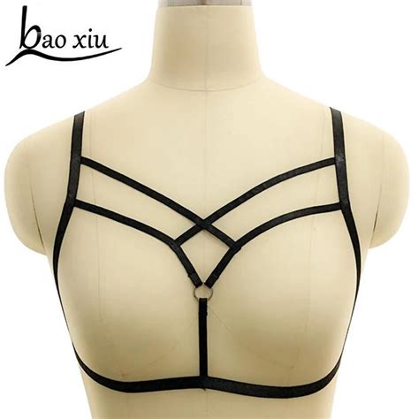 Gothic Women Sexy Lingerie Elastic Black Body Harness Cage Bra Cross