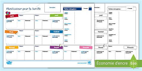 Planificateur Hebdomadaire Pour La Famille Lehrer Gemacht