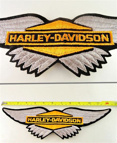 Harley Davidson Silver Wings Embroidered Patch Large Vtg S