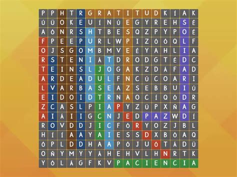 Sopa De Letras Valores Wordsearch