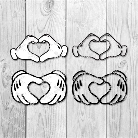 Mickey Mouse Heart Hands SVG DXF Cut Files For Cricut And Silhouette