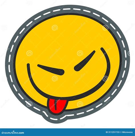 Tongue Out Smile. Funny Colorful Emoji Patch Stock Vector ...