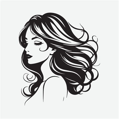 Elegant Woman Silhouette Illustration Flowing Hair Beauty Logo 45789385