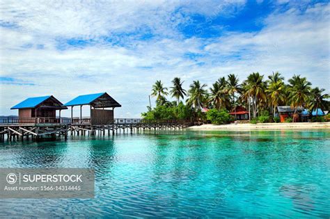 Jetty On Stilts With Small Huts Raja Ampat Nationalpark Papua