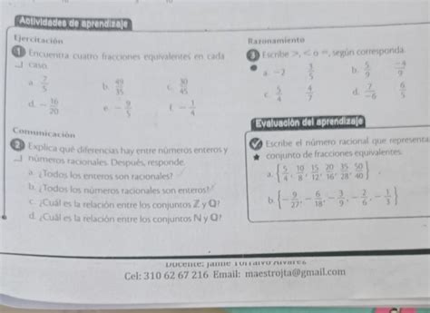 Encuentra Cuatro Fracciones Equivalentes En Cada Caso Y Las Demas