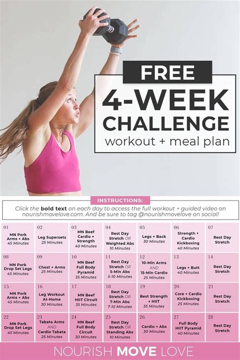 Free Monthly Workout Plan And Meal Plan Nourish Move Love