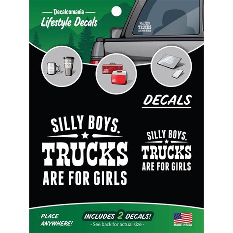 Silly Boys Trucks Are For Girls Car Stickers Set Of 2 White Car Window Decals Vinyl Sticker