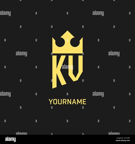 Monogram Kv Logo Shield Crown Shape Elegant And Luxury Initial Logo Style Vector Graphic Stock