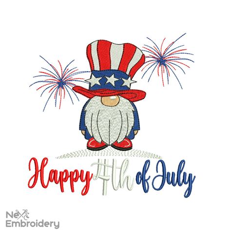 Happy Th Of July Gnome Embroidery Designs Nextembroidery