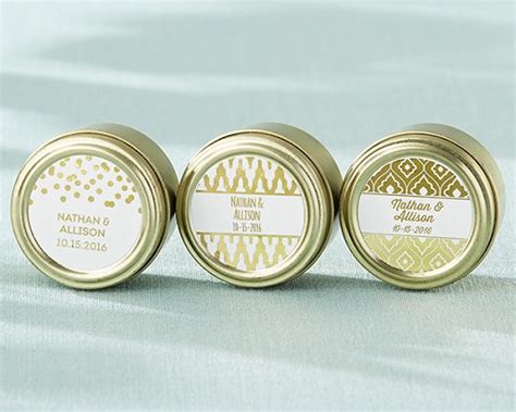 Personalized Gold Round Candy Tin Gold Foil Set Of 12 Famous Favors