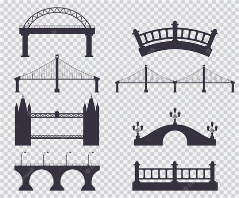 Premium Vector Bridges Black Silhouette Vector Simple Set Isolated