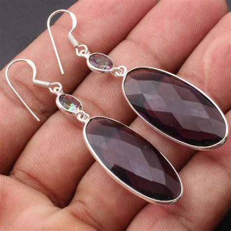 Amethyst Quartz Mystic Topas Edelstein Ohrringe Schmuck Frau Etsy