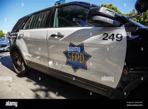 A police vehicle of San Francisco Police Department(SFPD) is parked at ...