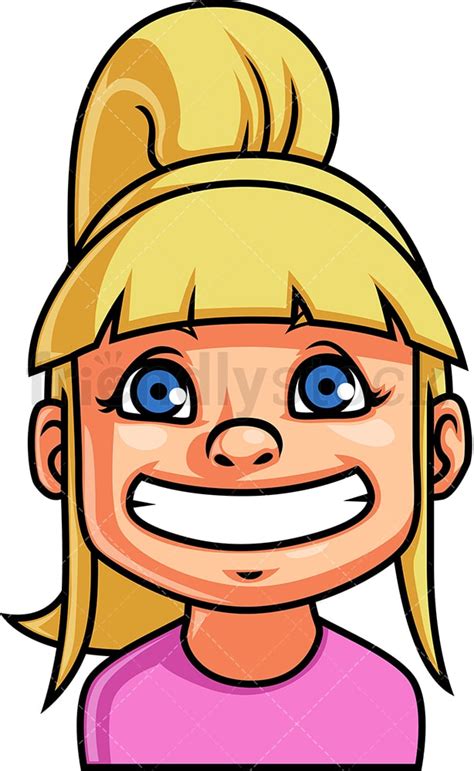 Little Girl Grinning Face Cartoon Vector Clipart Friendlystock