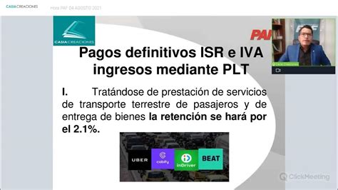 Pagos Definitivos Del Isr Y Del Iva Por Ingresos Mediante Plt Youtube