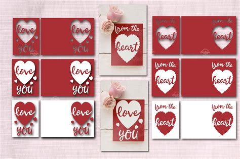 Valentine Card Bundle Svg Heart Card Svg Love Cards Template Paper