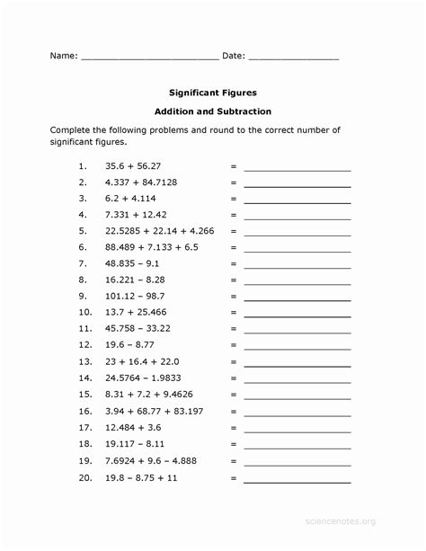 Calculating Using Significant Figures Worksheet Calculations